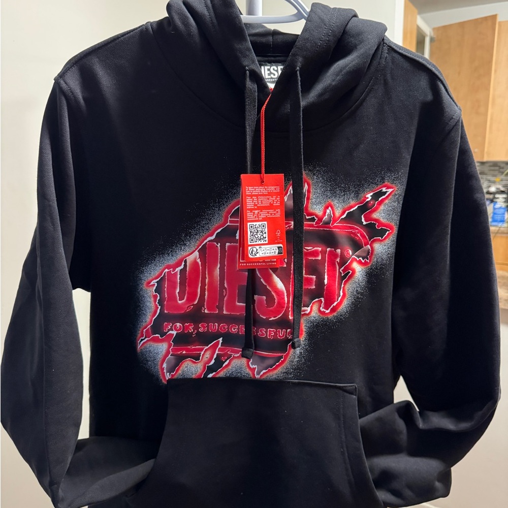 Diesel Black and Red Graphic Sweater